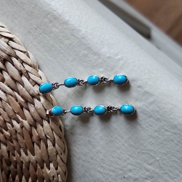 Stunning NWOT Native American Navajo Turquoise 4 Stone Dangle Earrings 🩵🎁❤️ - Picture 10 of 12